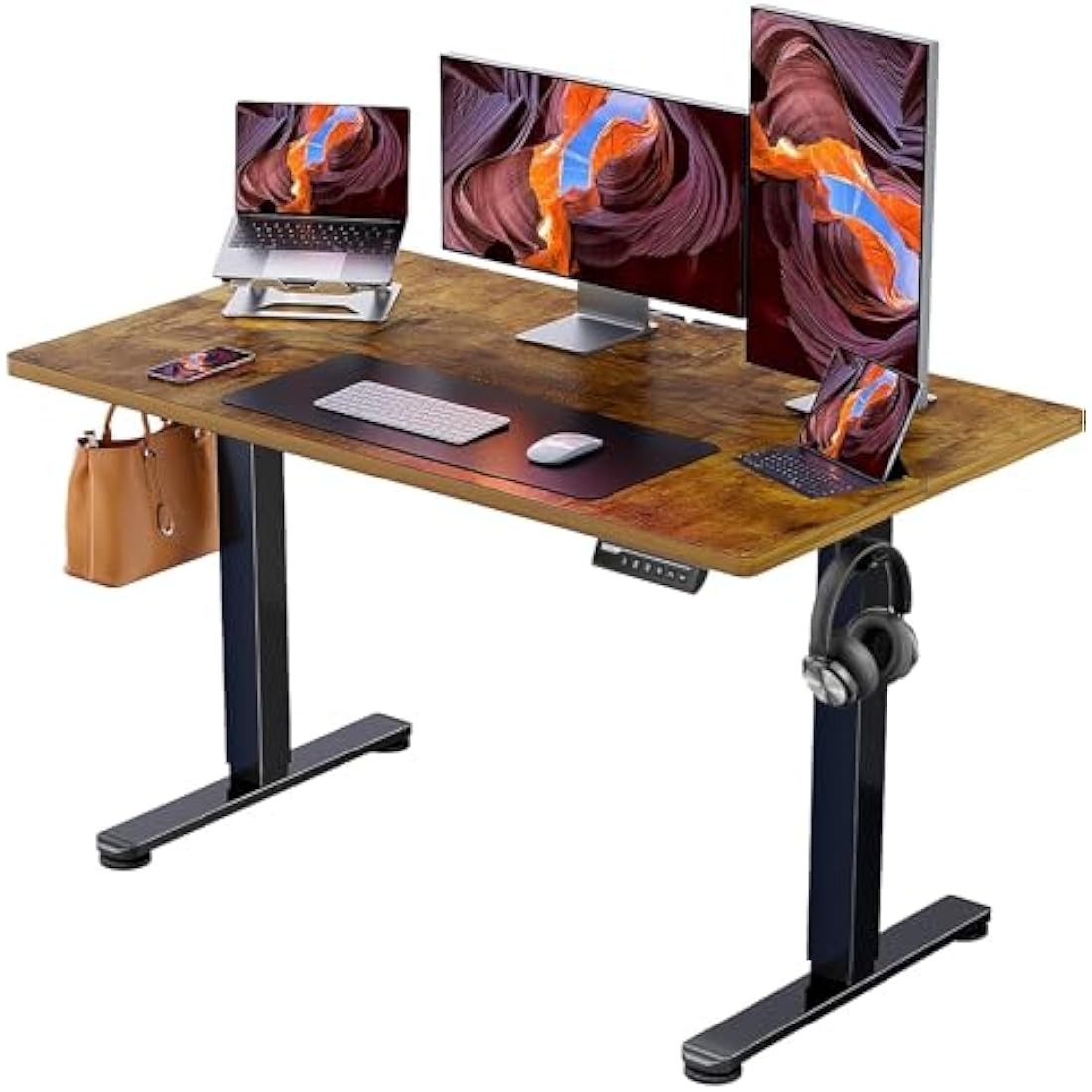 ErGear Electric Standing Desk Height Adjustable 120 x 60cm, Sit Stand Desk with 4 Memory Smart Pannel for Home Office with Splice Board