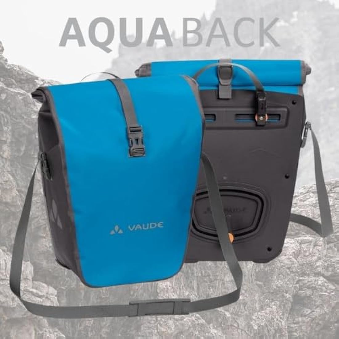 VAUDE Aqua Back Bike Pannier in Blue, 24L Rear Bike Rack Bag - Waterproof Cycling Bag, Easy Mounting - Made in Germany