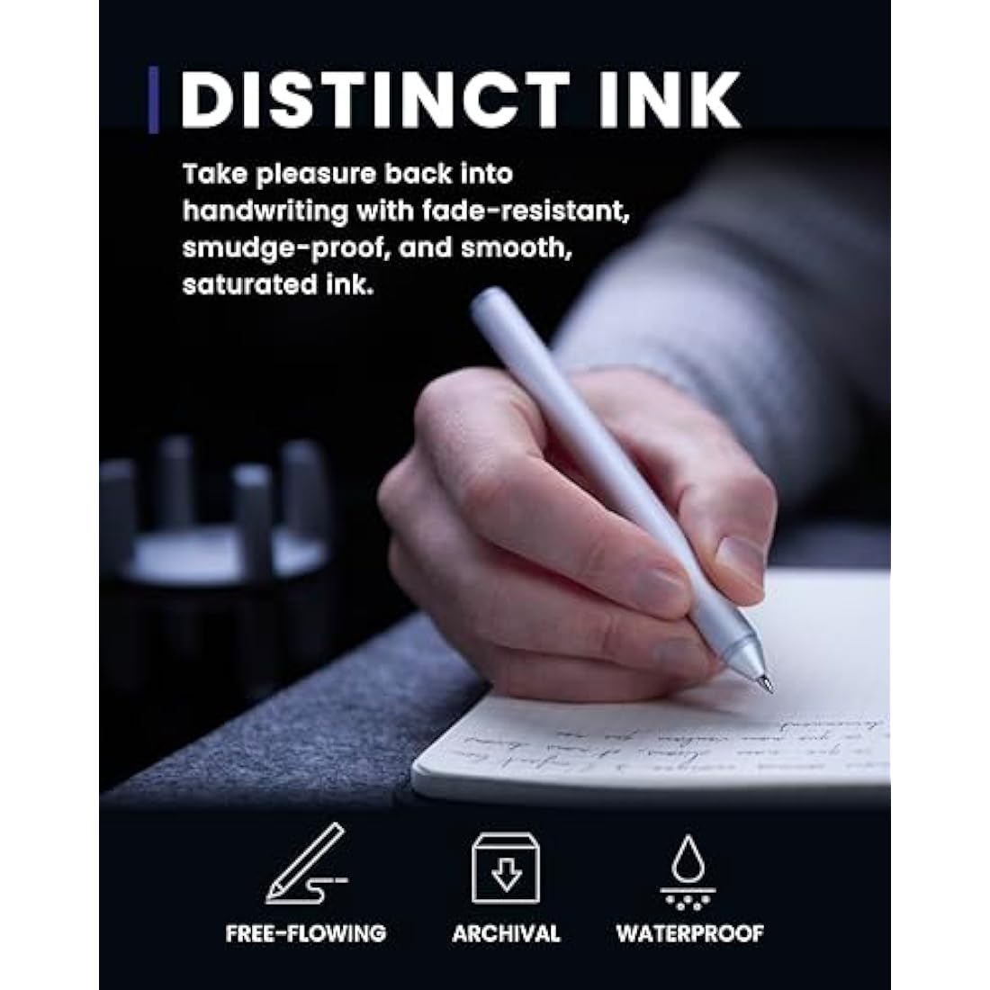 novium Hoverpen - Luxury Pen for Men & Women, Vertically Standing Executive Ballpoint Pen with Top Grade Free-Flowing Ink & Refill, Unique Gifts for Men, Desk Pen, office Decorations