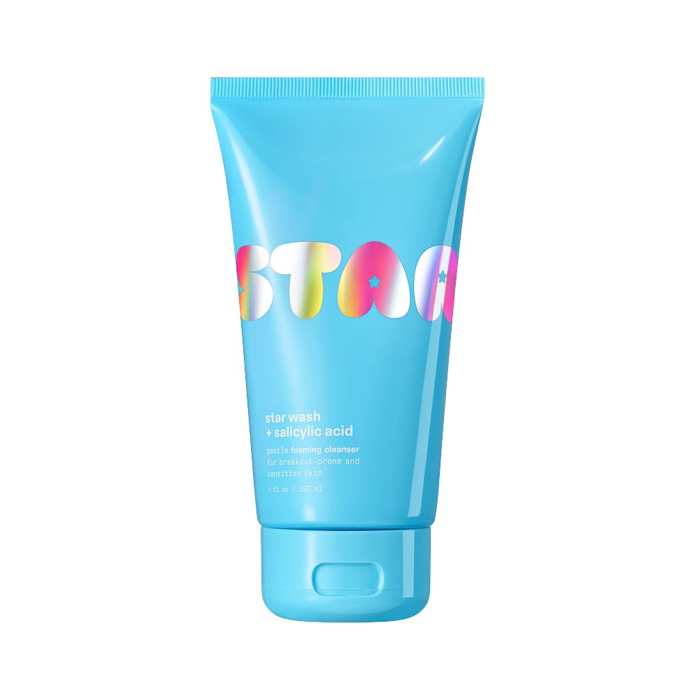 Starface Star Wash + Salicylic Acid Foaming Facial Cleanser, Made for Breakout-Prone and Sensitive Skin, Minimize Breakouts and Unclog Pores, 5 fl oz