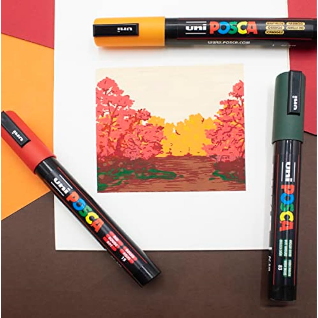 Posca Water Based Permanent Marker Paint Pen - PC-1M / PC-3M / PC-5M Nibs - Multi Surface Use - Display Gift Case of 24 Pens (Essential Set)