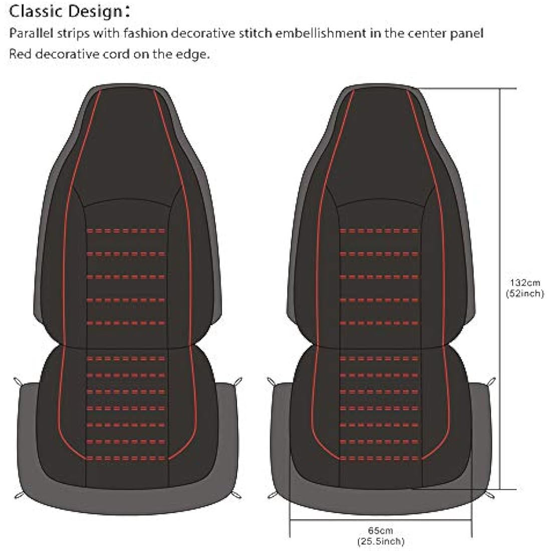 TOYOUN Classic Universal PU Leather Car Front Seat Covers High Back Bucket Seat Cover - Fit Most Cars, Trucks, SUVS, or Vans 2 PCS Red Auto Seat Covers Set Car Seat Protector for All Seasons