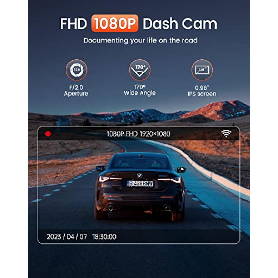 BESTSEE Dash Cam Front, 1080P Mini WiFi DashCam for Cars, Car Camera Dash with 0.96" mini screen Parking Monitor, Super Night Vision, 170° Wide Angle, App Control, G-Sensor, Easy Installation