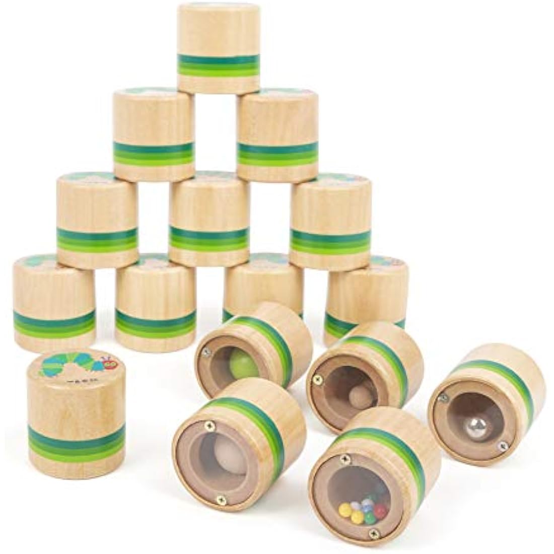 Small Foot Very Hungry Caterpillar Caterpillar 11433 Wooden Sensory Game in Wooden Tins 16 Pieces from 4 Years Very Hungry Caterpillar 11433 Multi-Coloured 4 cm