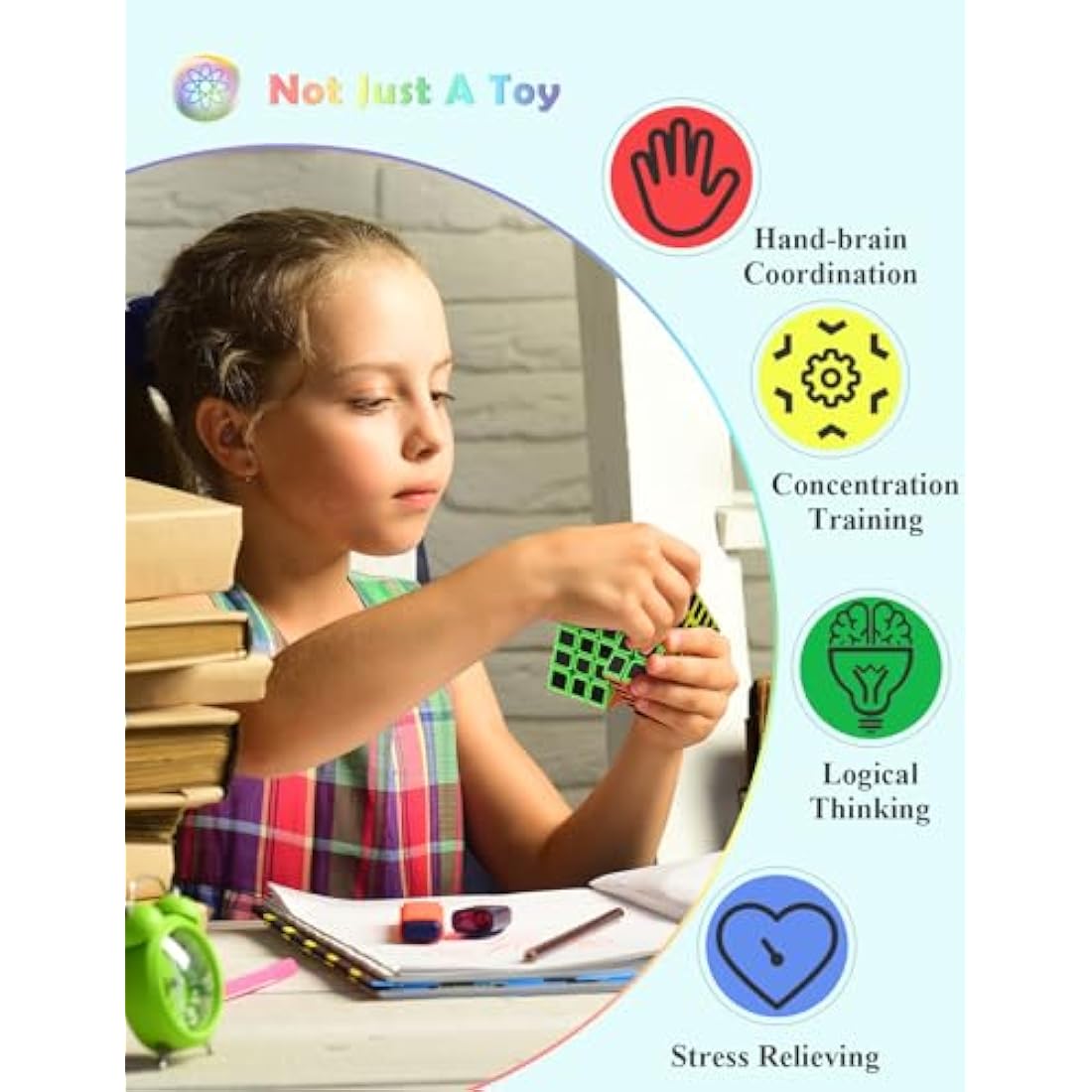 ROXENDA Speed Cube, Magic Puzzle Cube Super-durable Carbon Fiber Sticker with Vivid Colors for Kids (5x5x5)