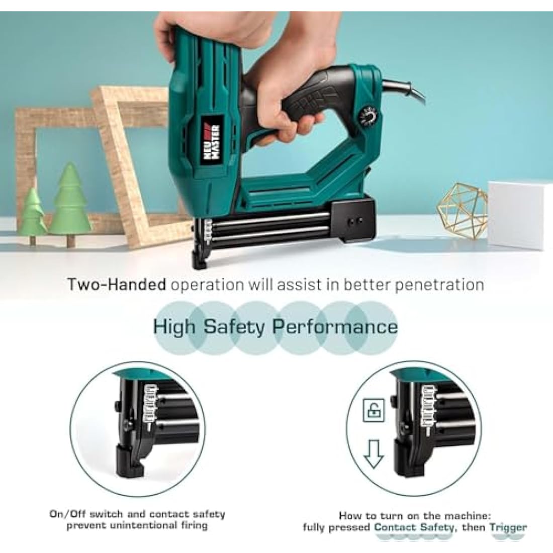 NEU MASTER Electric Brad Nailer, NTC0040-AU Electric Nail Gun/Staple Gun for DIY Project of Upholstery, Home Improvement and Woodworking