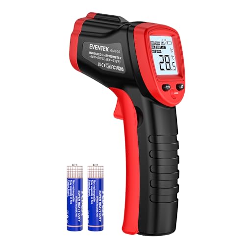 Infrared Thermometer, Eventek IR Laser Thermometer -50 ° C ~ 500 ° C (-58 ° F ~ 932 ° F), Non-Contact Digital Temperature Gun for Kitchen Cooking,BBQ,Vehicle Repair,Pizza,Fridge, Red/Black