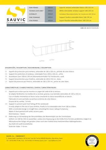Sauvic 03514 Extendable Window, 100 x 15 x 15 cm, White