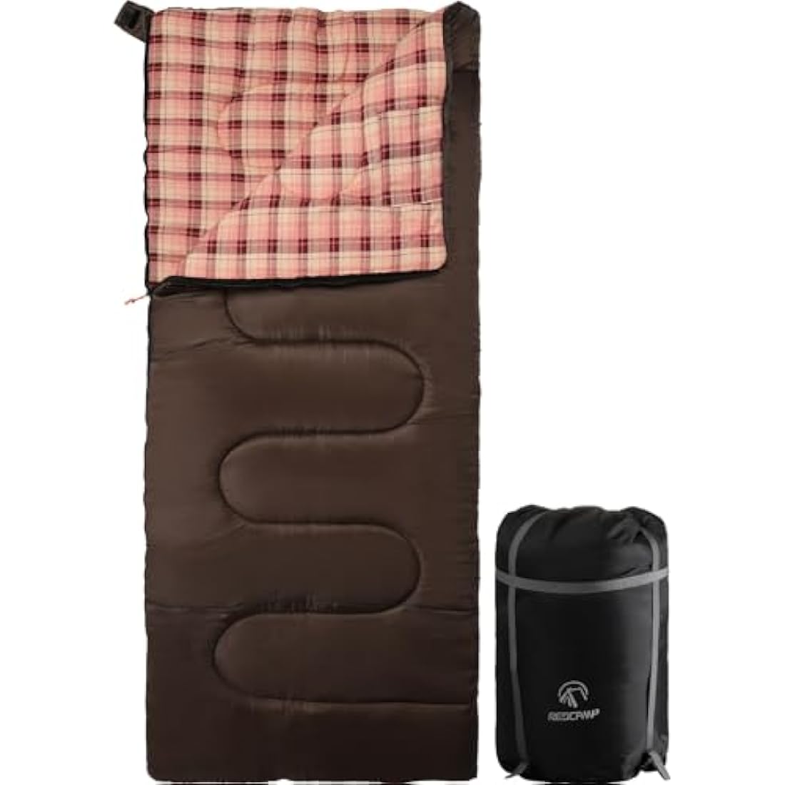 REDCAMP Cotton Flannel Sleeping Bags for Camping, 3-Season Warm and Comfortable Adult Sleeping Bag, Envelope with 2/3/4lbs Filling