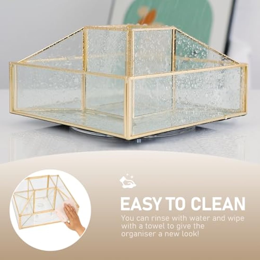 SLHEQING 360° drehbarer Make-up-Organizer, Glas Beauty Organizer, Schmink Aufbewahrung für Dresser Schlafzimmer Badezimmer
