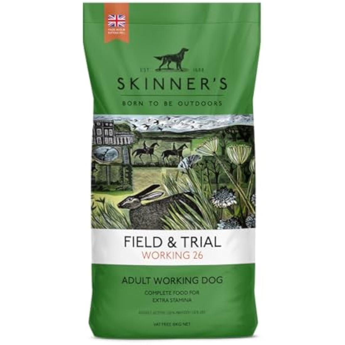 Skinner’s Field & Trial Working 26 – Complete Dry Adult Dog Food, For Active Dogs, Greedy Eaters, High Energy, 15kg