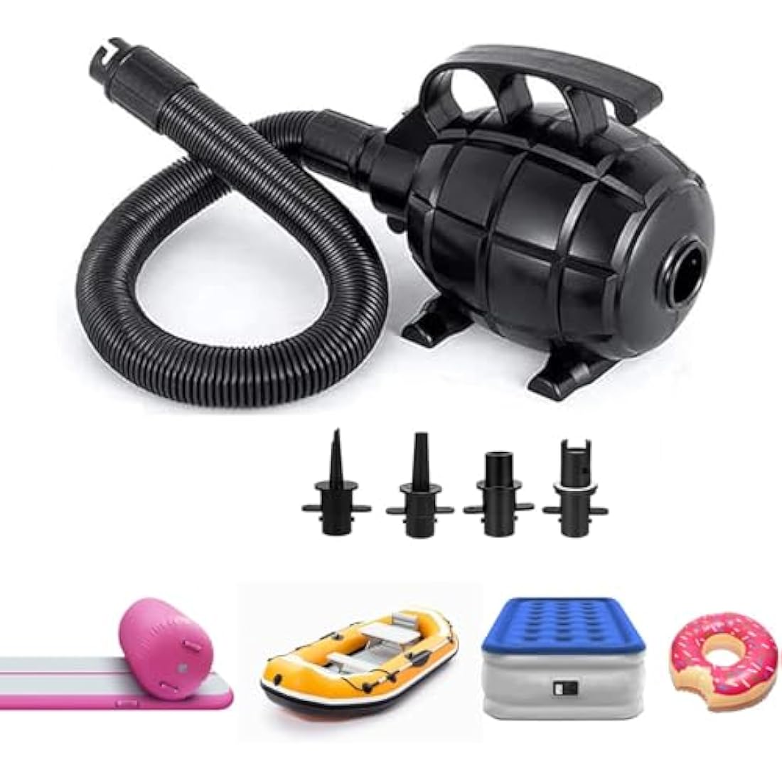 PPXIA Electric Air Pump Portable Air Track Pump, Quick-Fill Inflator Deflator with 4 Sizes Nozzle for Inflatables Mattress/Bed, Paddle Board, Gymnastics Mat