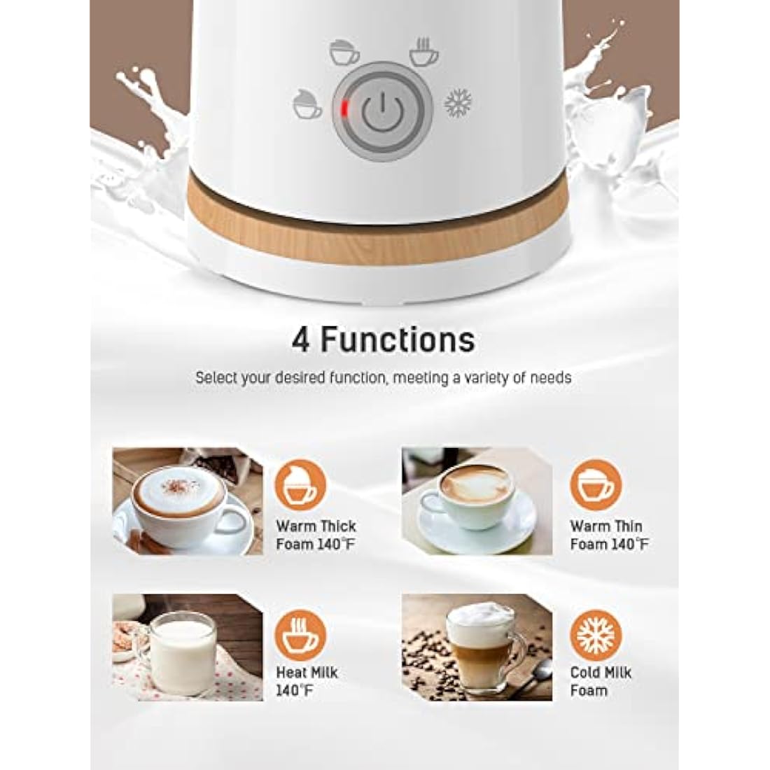 YISSVIC Milk Frother Electric Milk Steamer Automatic Hot or Cold Milk Foam Maker for Capuccino Chocolate Latte