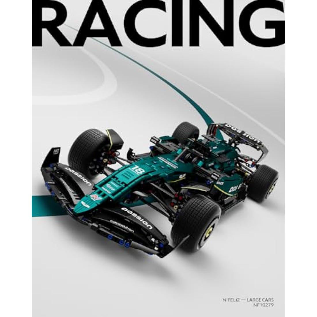Nifeliz AM24 Formula 1 Racing Car Building Set, 1:8 Scale Collectible Car Model Set for Adults, Home or Office Décor, Gifts for men, Women, Him or Her (2351 PCS, NF10279)
