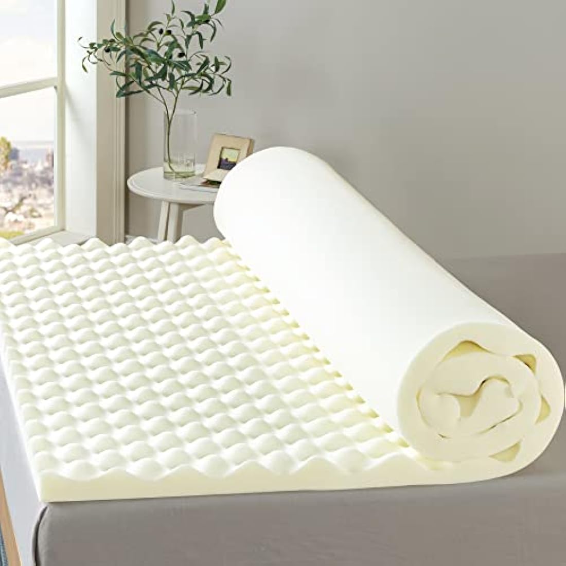 ZINUS 2 Inch Swirl Copper Cooling Memory Foam Mattress Topper/Antimicrobial & Odor Resistant/Airflow Design, Full