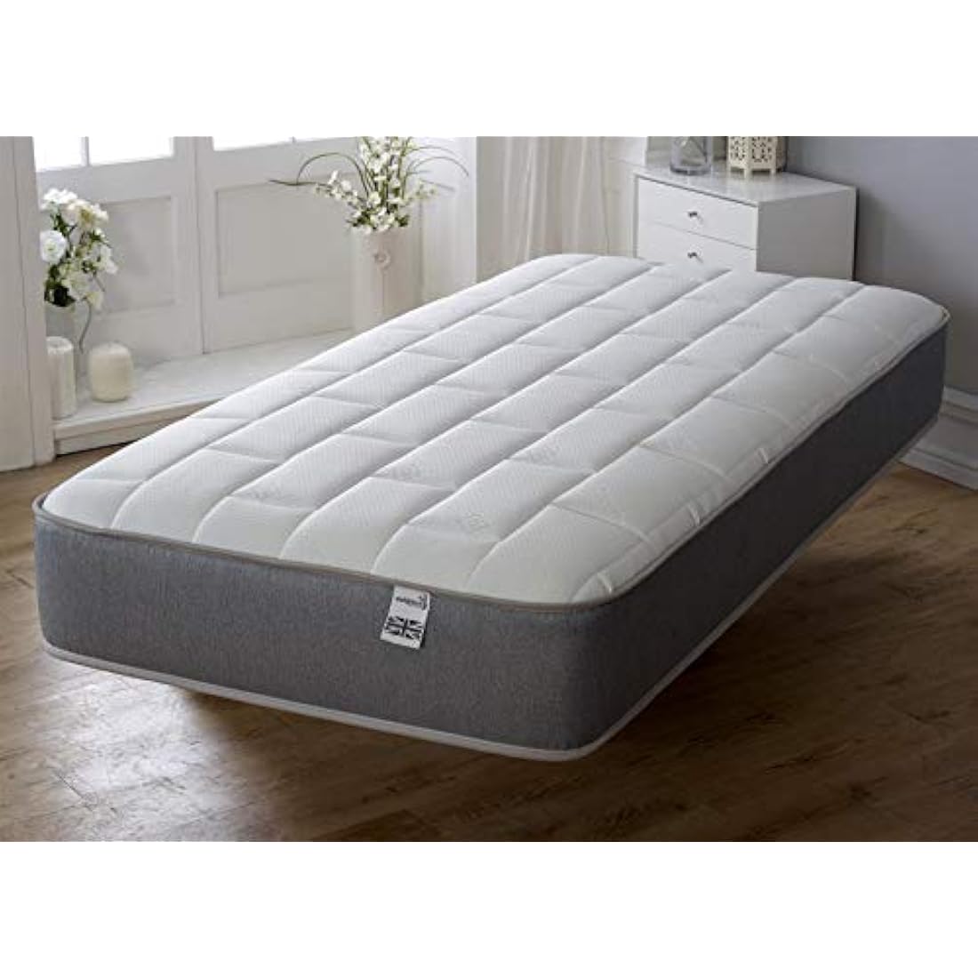 Starlight Beds Essentials Large Brick 2ft6 Hybrid Spring and Memory Foam Mattress. Budget-Friendly with Elegant Grey Design, Soft Firmness, 7.5 Inch Deep Small Single Mattress (75x190x19cm)