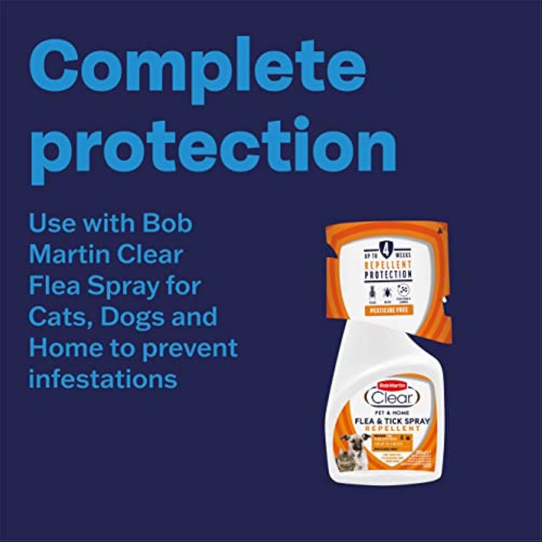 Bob Martin Clear Spot On Flea and Tick Repellent for Cats and Kittens - Pesticide-Free Protection (1 Pipette)