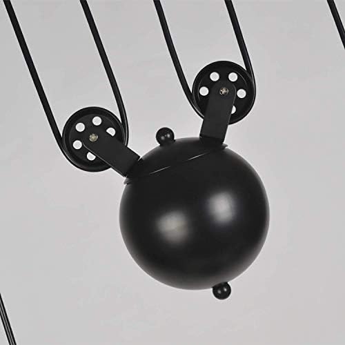 Industrial Vintage Pendant Light, Retro Pulley Suspended Rise and Fall Hangging Light E27 Antique Adjustable Black Metal Water Pipe Chandelier, Lamp for Kitchen Island Bar Hallway Dining Room