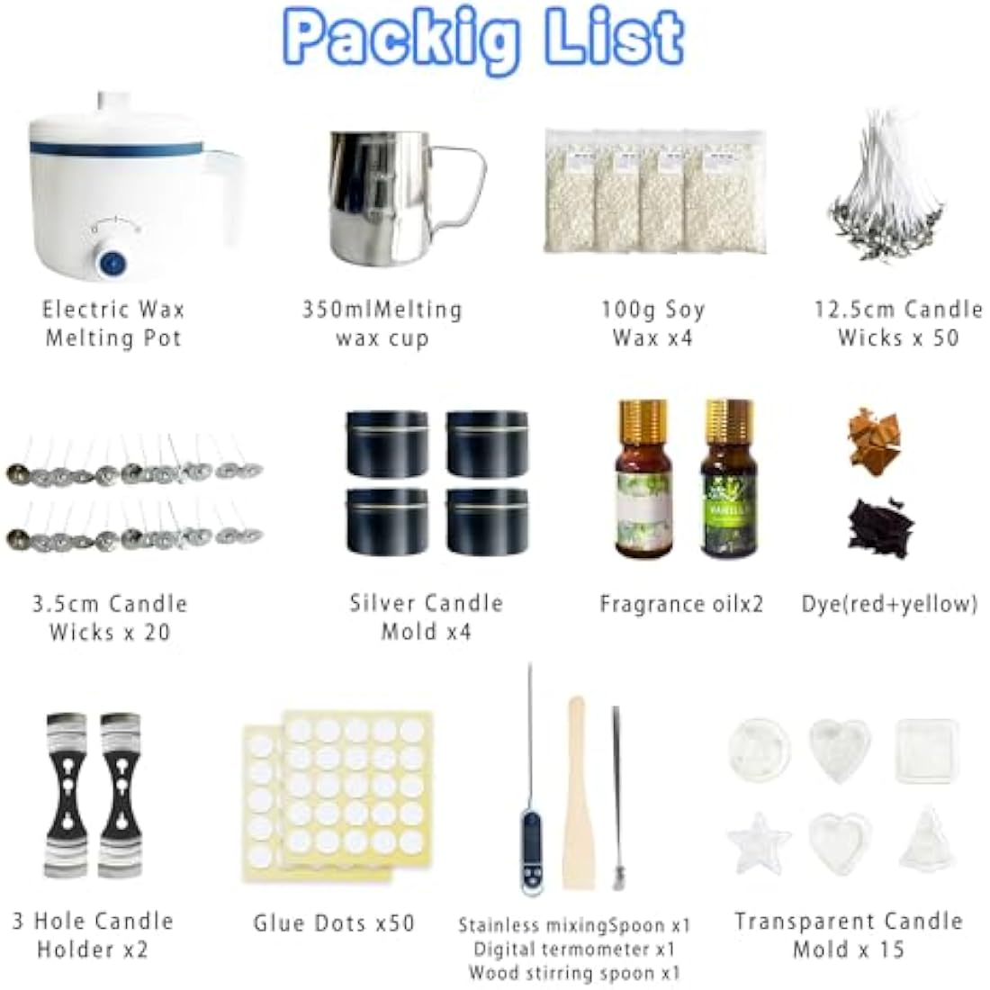 VUSIBA Candle Making Kit with Wax Melter,Soy Wax for Candle Making, DIY Scented Candle Kit for Adult Beginner,Make Your Own Candles