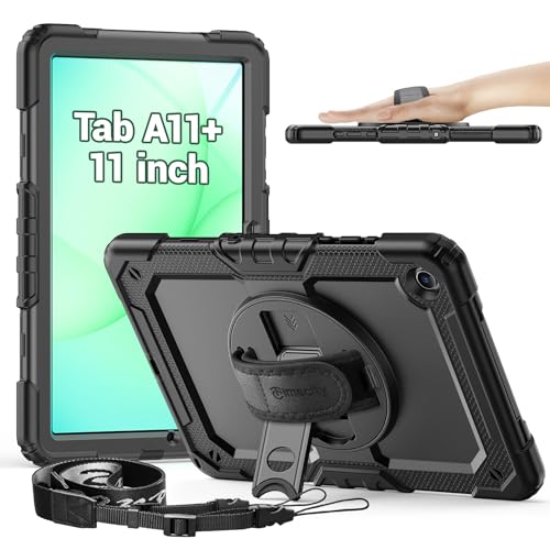 Timecity Case for Samsung Galaxy Tab A11+ Plus 11 Inch 2025 (SM-X230/X235/X236), Shockproof Cover with Screen Protector, 360 Rotating Stand/Hand
