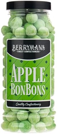 Original Apple BonBons Retro Sweets Gift Jar By Berrymans Sweet Shop (Bon Bons) - Classic Sweets, Traditional Taste.