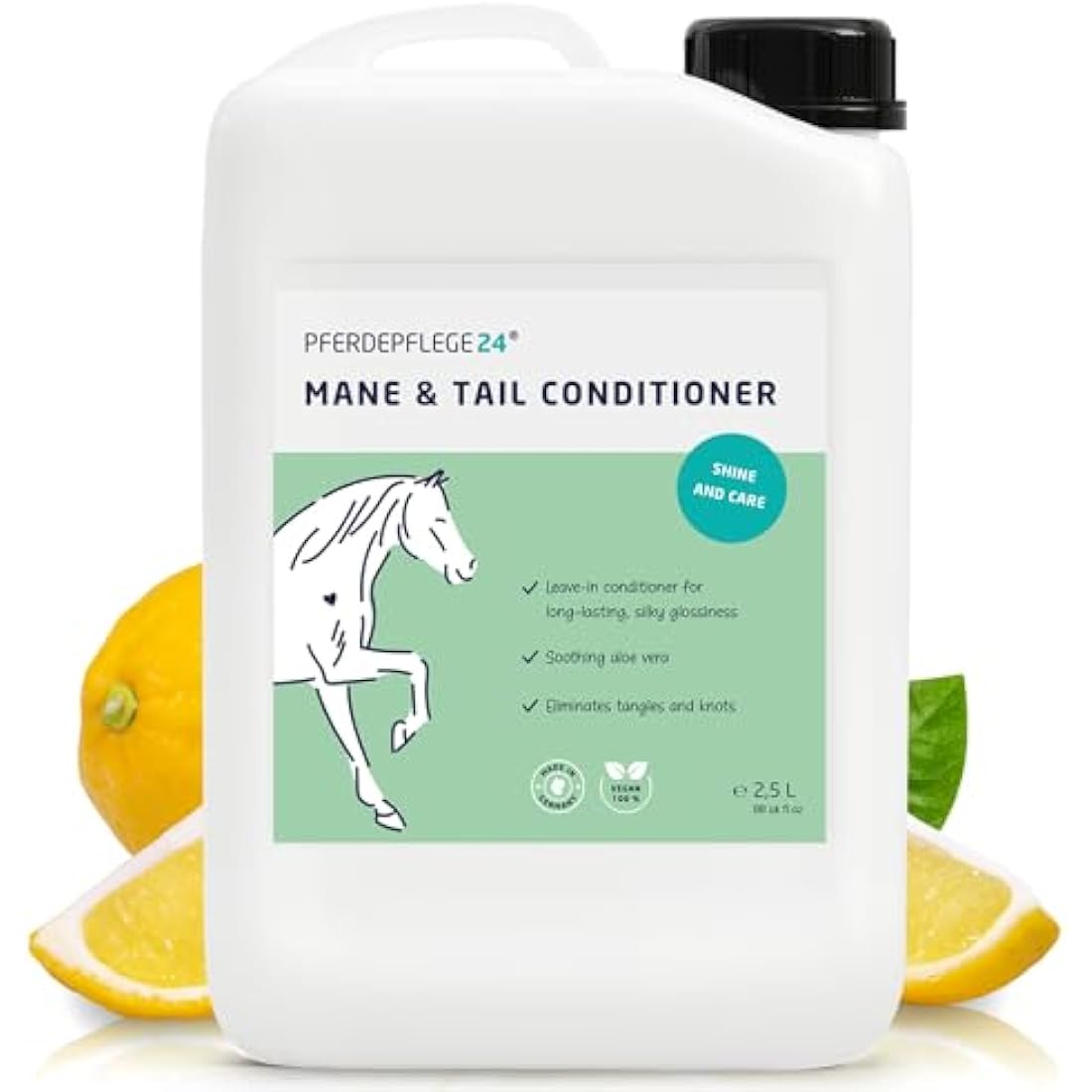 PFERDEPFLEGE24 Mane and Tail Detangler Spray for Horses - Brilliant Shine, Untangles & Conditions Hair - Non-Sticky & Long-Lasting Mane and Tail Spray - Dirt Repellent Horse Grooming - 2500ml