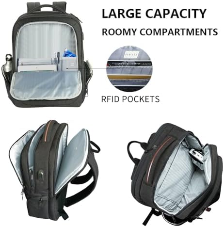 KROSER Laptop Backpack 17.3 Inch School Travel Computer Backpack for Laptop with USB Charging Port Water-Resistant Casual Daypack for Business College Work Bag Men/Women