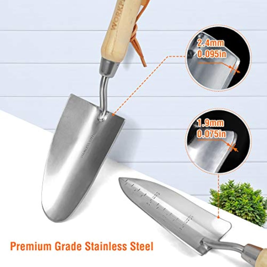 WORKPRO 8-Piece Garden Tools Set, Stainless Steel Hand Tools with Wooden Handle, Including Gloves, Trowel, Weeder, Hand fork, Hand Rake, Transplanter, Pruner and Garden Tote