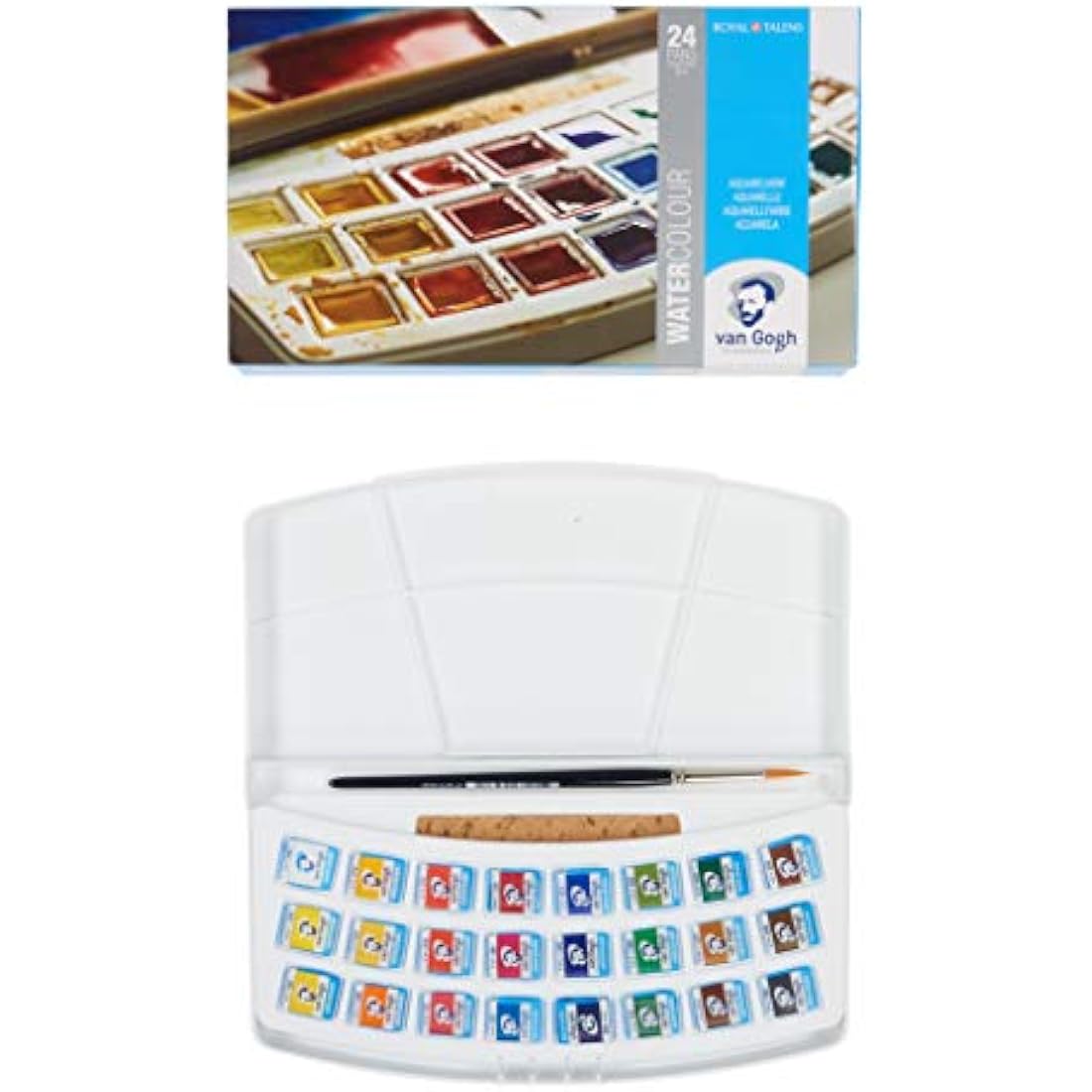 Royal Talens - Van Gogh Water Colour - Plastic Painting Box of 24 Paints with Brush