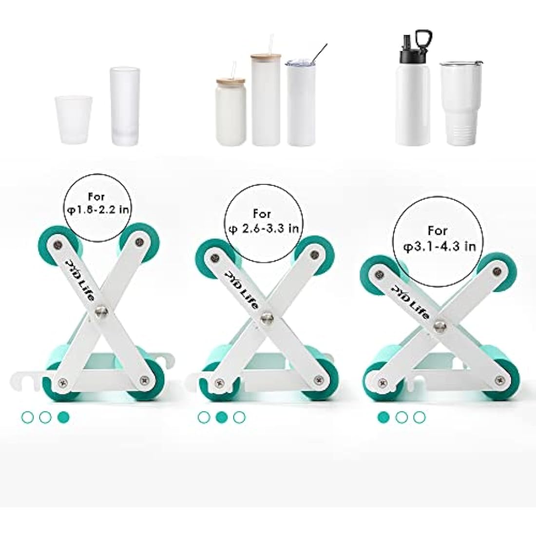 PYD Life Cup Tumbler Cradle Holder for Crafting Vinyl Application Mint Green with Foam Measurements 3 Adjustable Width for Tumblers Cups Mugs Bottles Epoxy Crafts