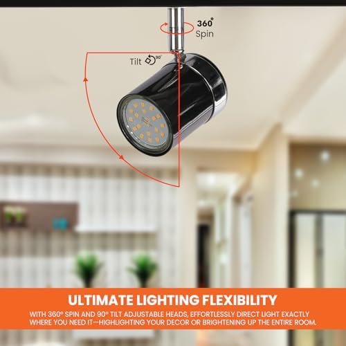 UKEW Modern 4 Way Ceiling Spotlight - Straight Bar Lighting with Adjustable Heads - Stylish Spotbar GU10 LED Light for Kitchen Living Room (Black)