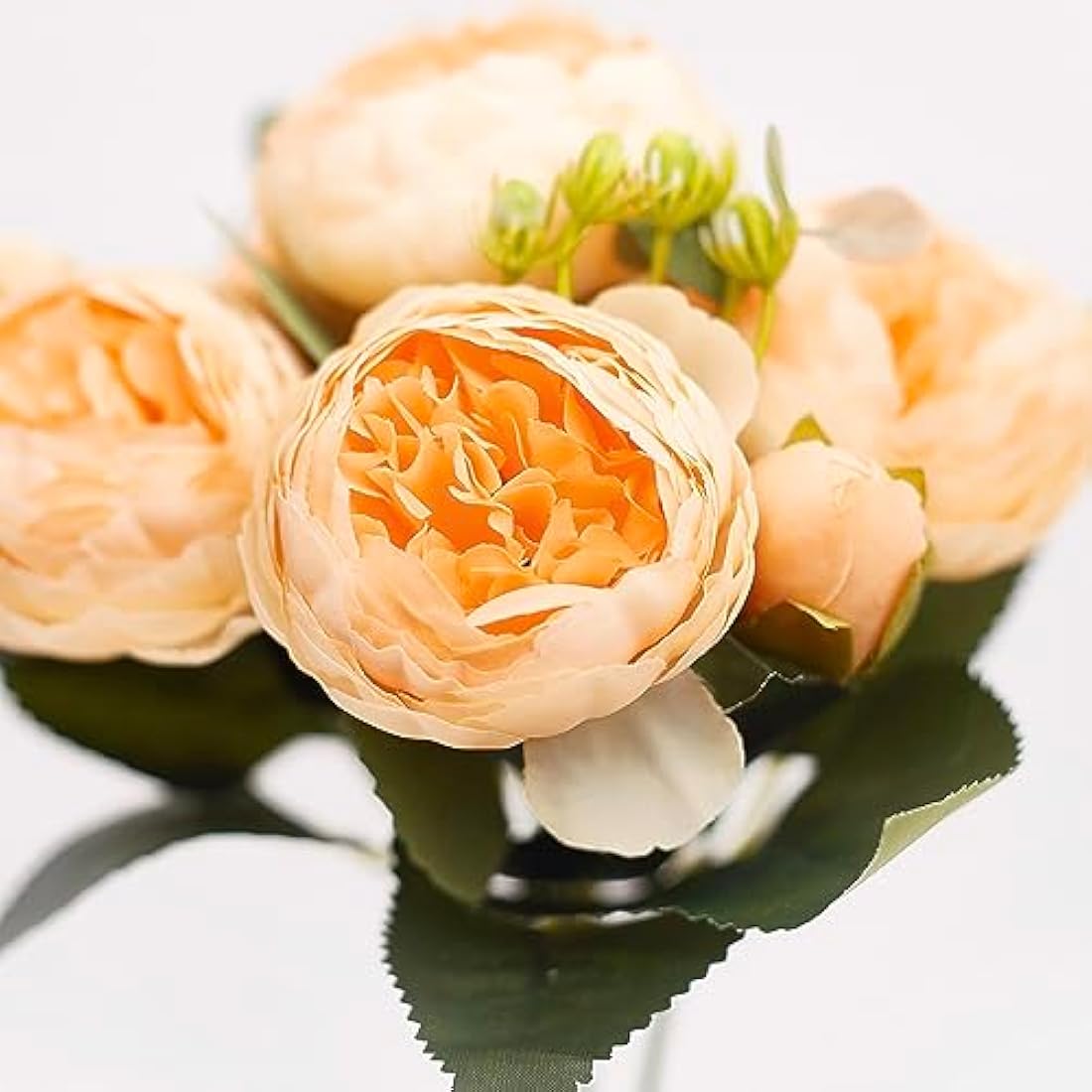 The Baked Studio - Silk Peony and Tea Rose Artificial Bouquet 9 Heads Realistic Fake Plant for DIY Craft Cake Living Room Home Wedding Decoration (YELLOW)