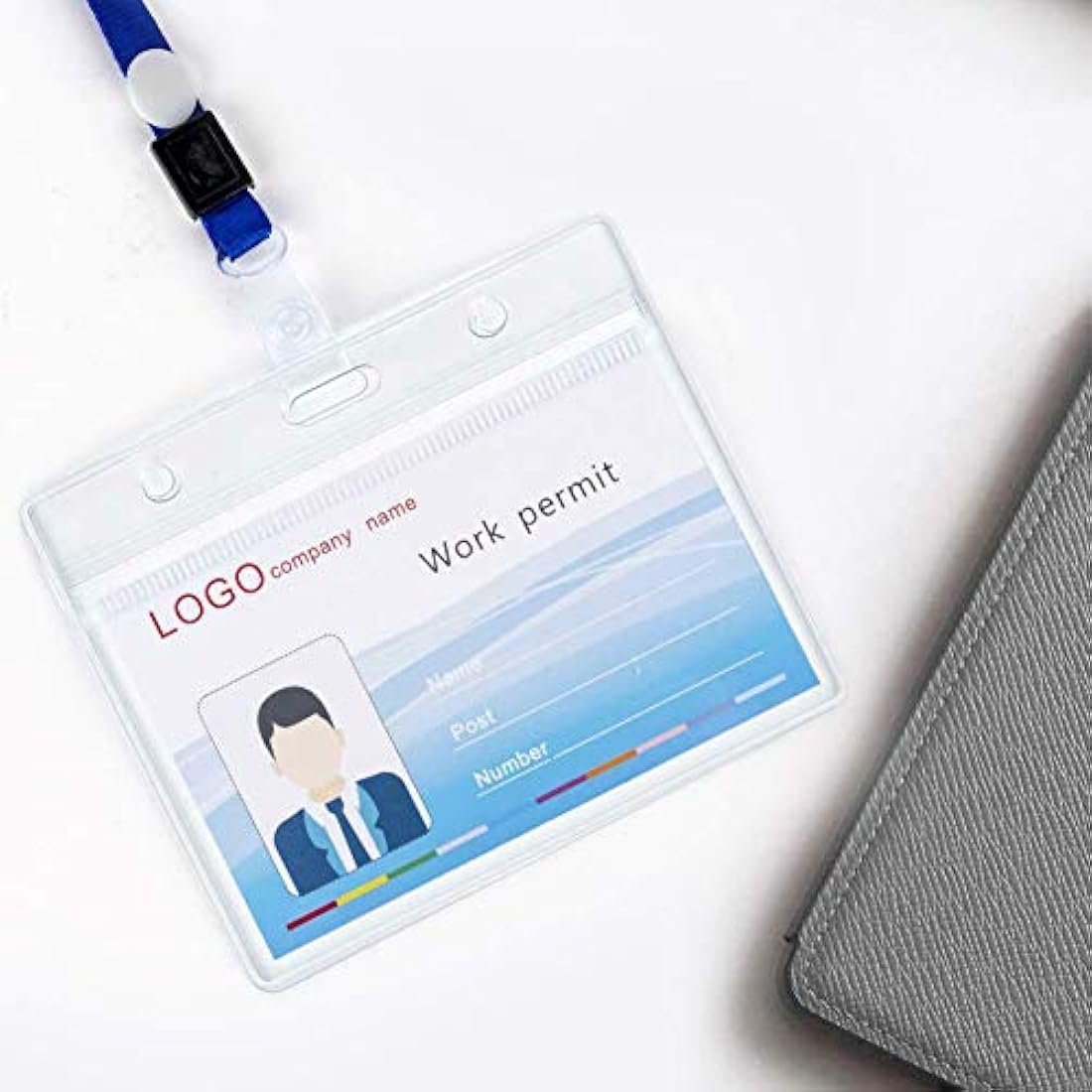 40 PCS Plastic Card Holder, Transparent Clear Horizontal Waterproof Name Tag Badge ID Card Holders ID Badge Card Plastic Wallets Pocket Holder Double Sided Badge Holders Lanyard Card Holder