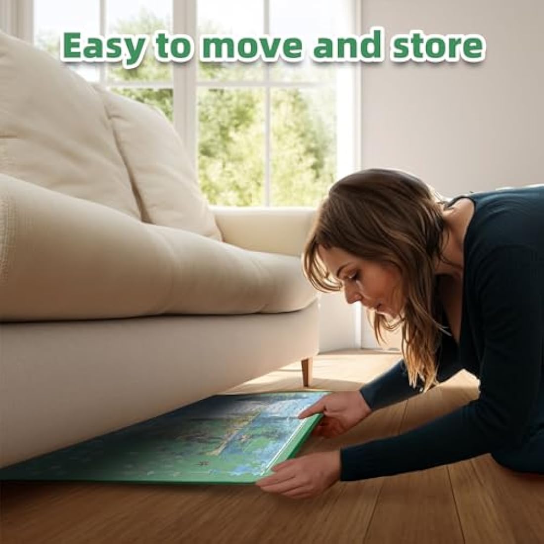 MOZOOSON Jigsaw Puzzle Board - 1000 Pieces Storage, Puzzle Storage Board 32 x 22inches, Jigsaw Puzzle Accessories for Easy Move and Store (6 Puzzle Sorting Trays & 1 Clear Cover)
