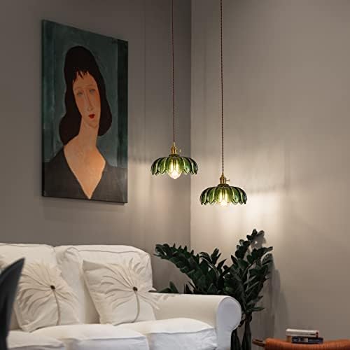 XZHGCEE Glass Pendant Light Green Ceiling Light, Hanging Ceiling Lights Vintage Pendant Light, Pendant Lights for Kitchen Island Bedroom Hallway Study Room Coffee Bar
