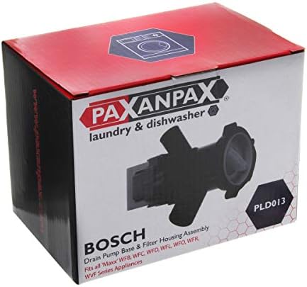 Paxanpax PLD013 Drain Pump Base & Filter Housing Assembly Bosch Maxx WFB, WFC, WFD, WFL, WFO, WFR, WVF Washing Machines, Grey
