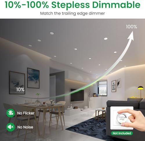 ALUSSO LIGHTING LED Downlights Dimmable Recessed Ceiling Lights 8W 850lm High Brightness, 3000K Warm 4000K Neutral 6500K Cool White Bathroom Spot Lights Ceiling Ultra Slim Spotlights IP44, 6 Pack