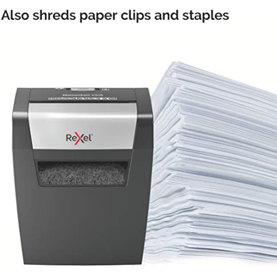 Rexel Momentum X308 Cross Cut Paper Shredder, Shreds 9-8 Sheets (70-80 gsm), 15 Litre Bin, Heavy Duty, Black, 2104570