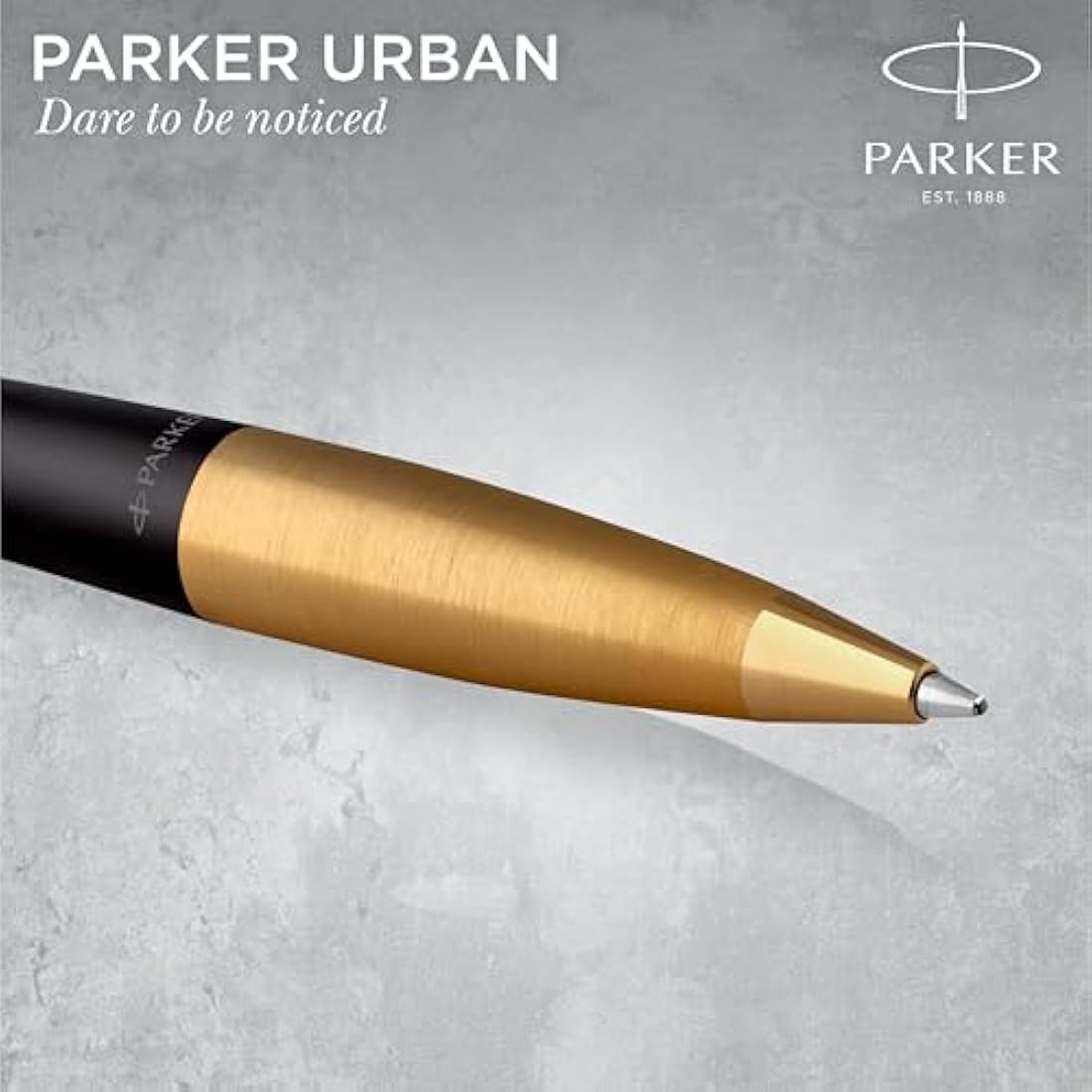 Parker Urban Duo Gift Set with Ballpoint Pen & Fountain Pen| Muted Black with Gold Trim | Blue Ink Refill & Cartridge