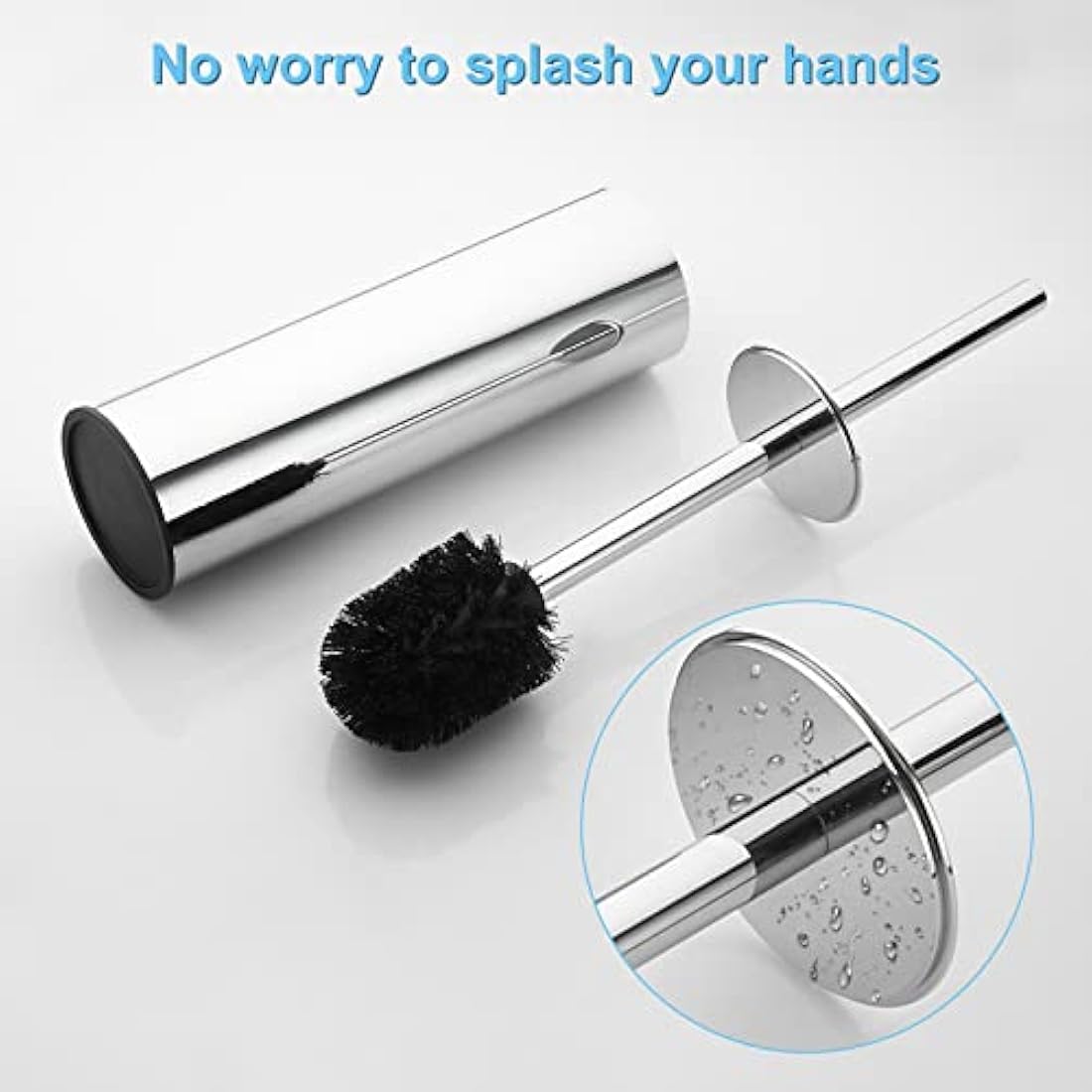 BGL 304 Stainless Steel Toilet Brush Long Bucket Stand Round Toilet Brush with Holder Chrome