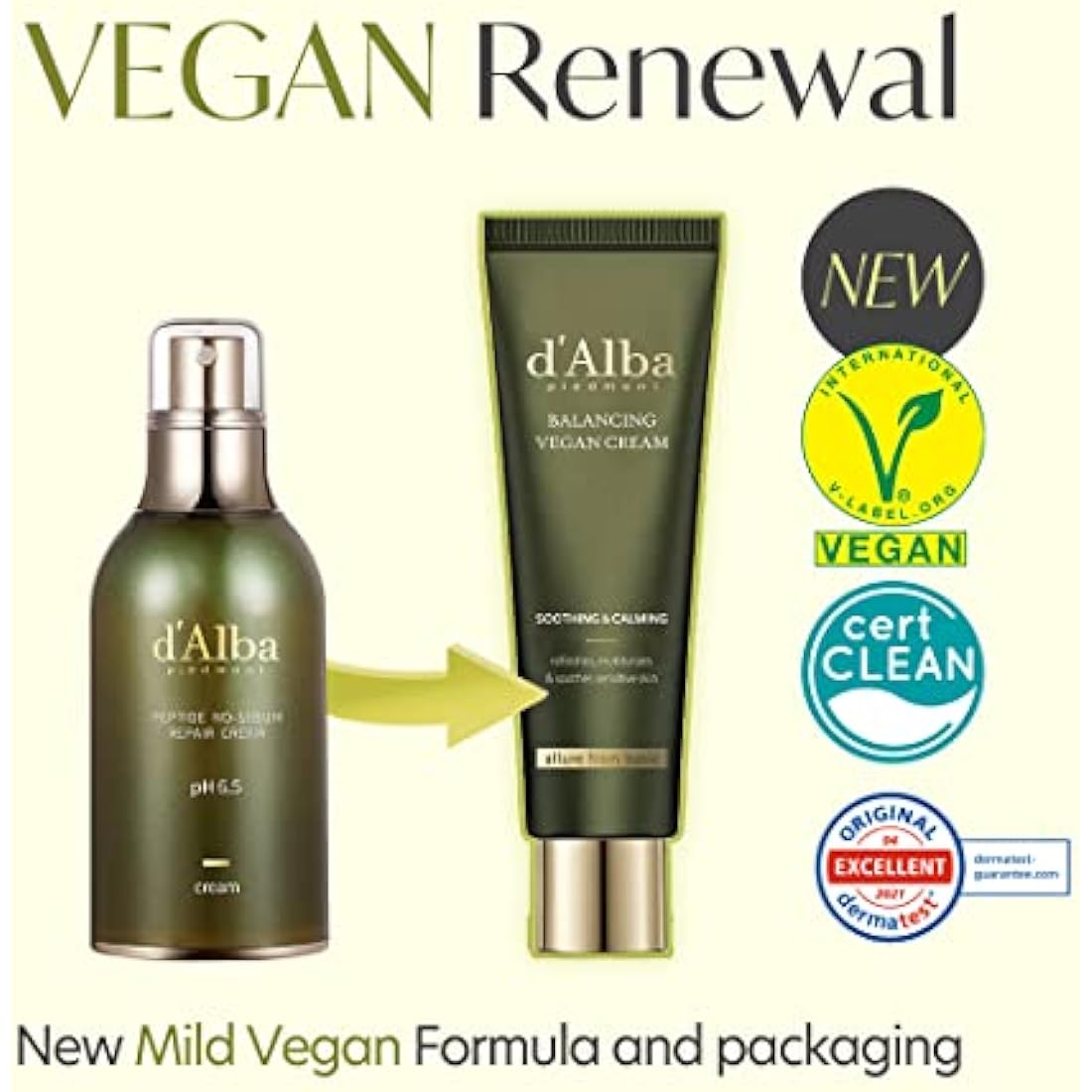 d'Alba Italian White Truffle Mild Skin Balancing Vegan Cream, Hydrating and Gentle Moisturizer, Mild pH Balancing Cream for Dry and Sensitive Skin, Watery Lightweight Texture, Korean skincare