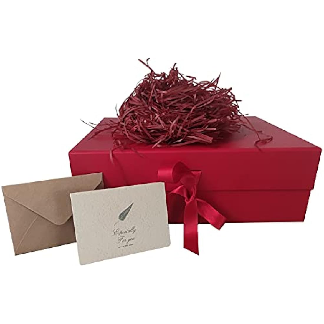 Red Gift Box 33x26x11 cm, Large Gift Box with Magnetic Lids and Silk Ribbon Specially Designed for Presents Birthdays, Holidays, Anniversaries Gift Packaging