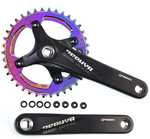 splumzerUK STOCK Road Bike Crank, Mountain Bike 170mm Square Crankset with 104 BCD 32/34/36/38T Chainring, Aluminum Alloy MTB Crank Narrow Wide CNC