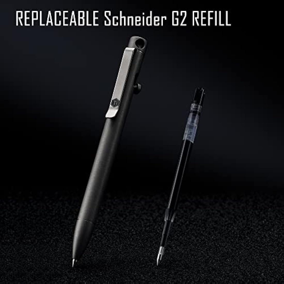 KeyUnity KP01 Ballpoint Pen with Clip, Personalised EDC Pocket Pen Made of Titanium Alloy, Retractable Metal Pen for Daily Use, Sandblasted Finish