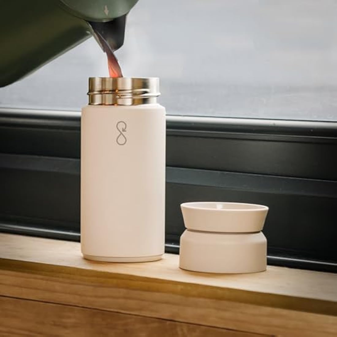 Ocean Bottle - Recycled Stainless Steel Brew Flask - Eco-Friendly & Reusable Bottle - 350ml (Sand Stone)