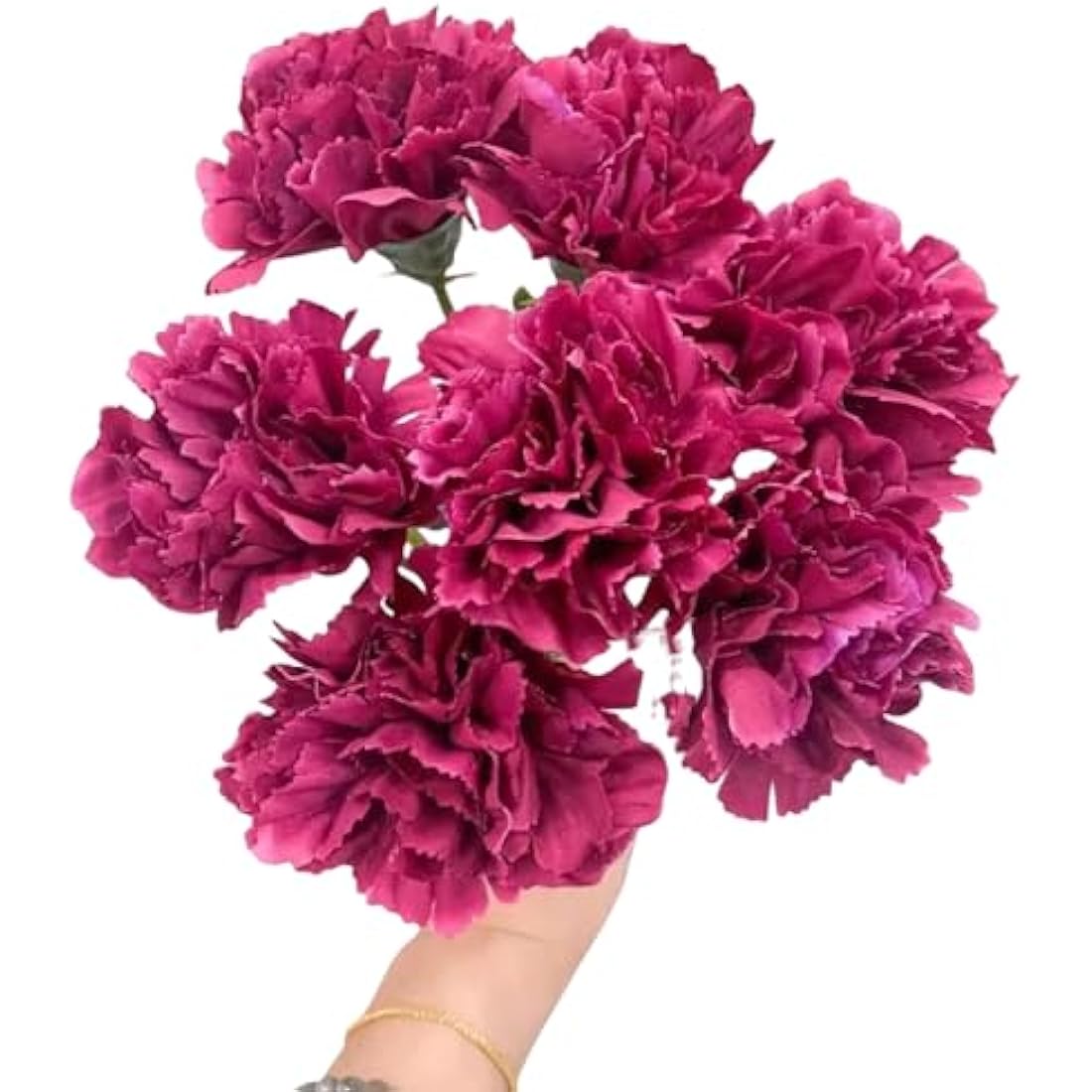 Rikyo 11 Inch Bouquets 10 Stem Rose Red Carnations,Outdoor UV Resistant No Fade Artificial Flower,Mini Carnation Silk Petals Fake Flowers Forever Plants for Photo Props Home Party and Wedding Decor