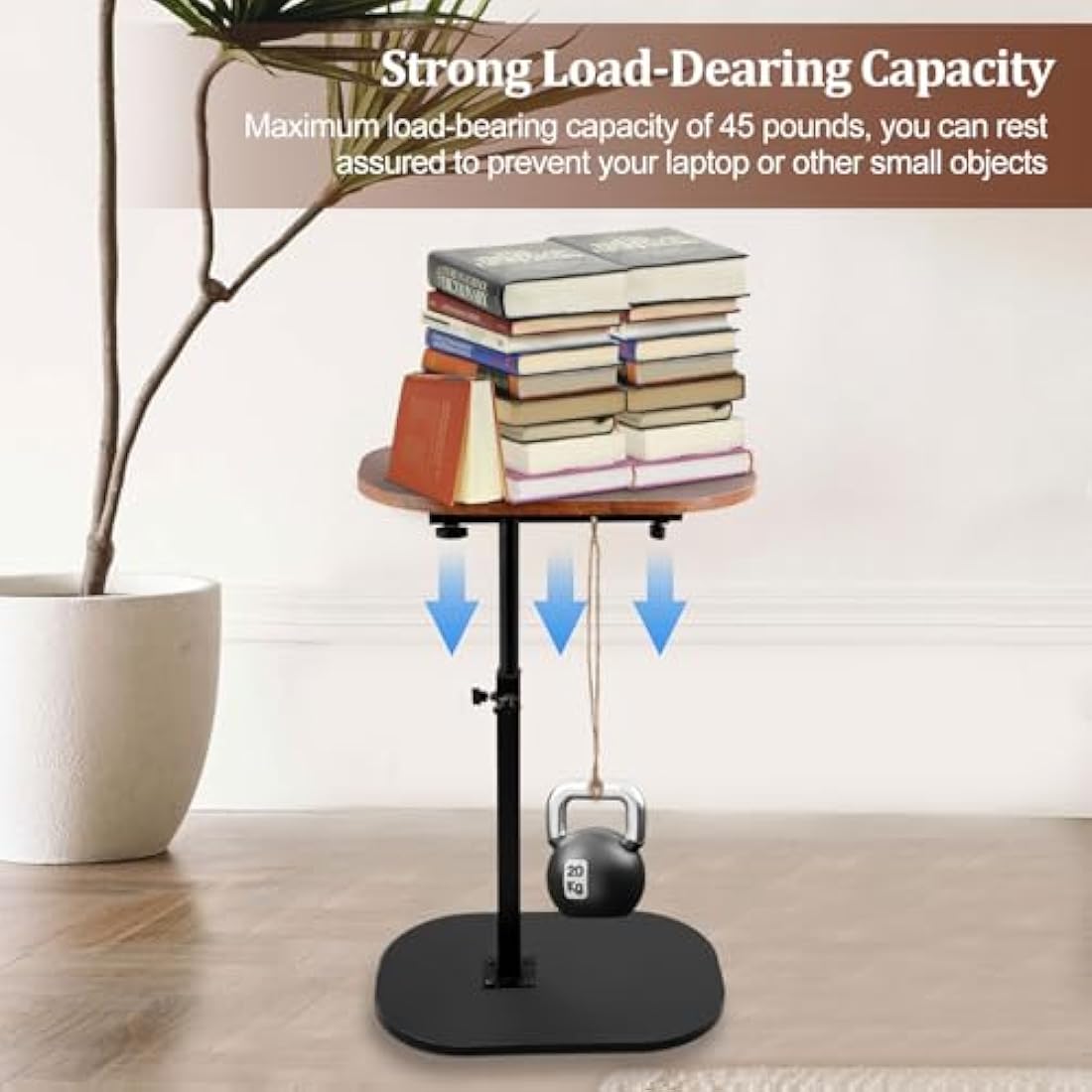 Neulriscn C Shaped Side Table, Height Adjustable C-Shaped End Table, 360° Swivel End Tables, Slide Under Couch Tables, Metal Frame, Small Snack Coffee Tray for Sofa, Bed, Bathtub, Living Room, Bedroom