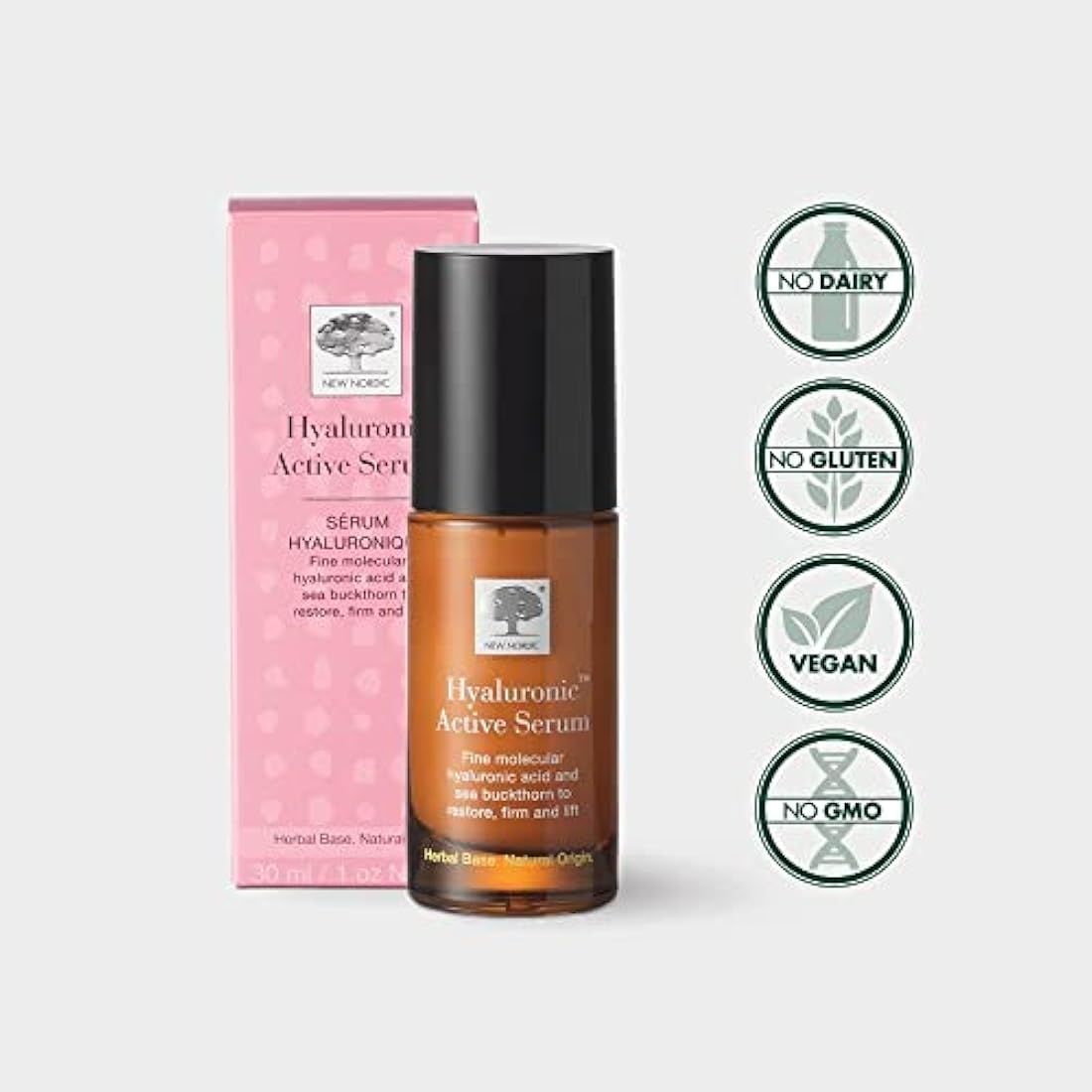 New Nordic Hyaluronic Active Serum with Hyaluronic Acid to Help Hydrate & Firm Skin - Reduces the Visibility of Wrinkles - Odour Free - 30ml