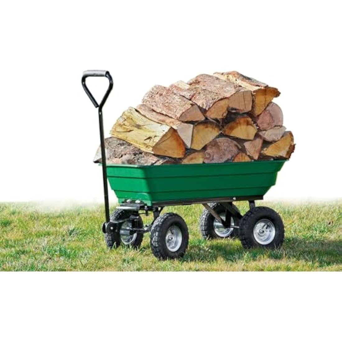 WERKA PRO Garden Trailer Trolley 52 litres, Alloy Steel, Green