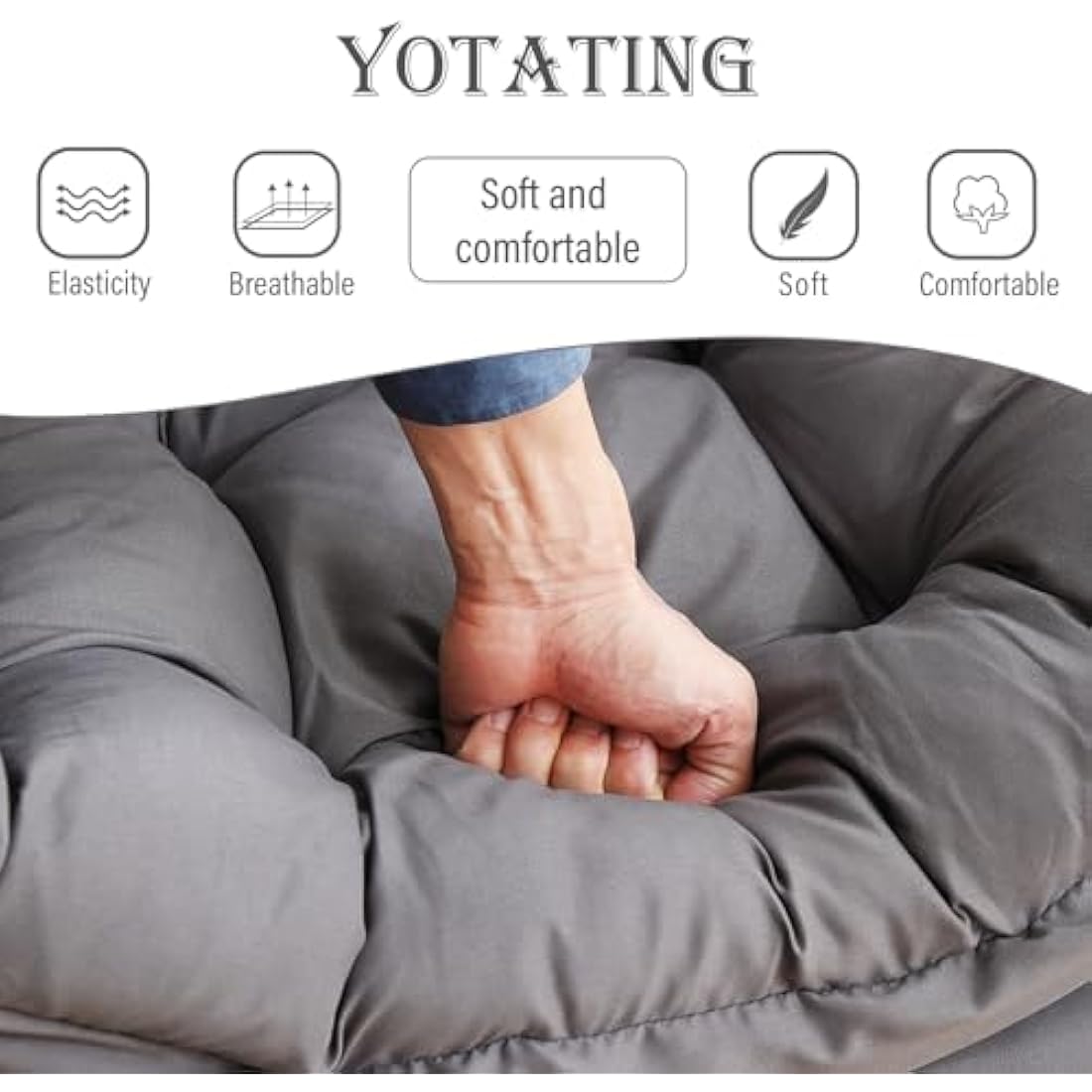 YOTATING Comfy Armchair with Footstool, Lazy Chair with Ottoman Leisure Accent Chair Relax Lounge Chair with Armrests & Side Pocket for Living Room, Bedroom & Small Spaces Armchair, Dark Grey